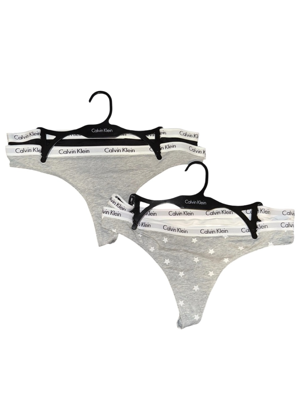 Calvin Klein 4 pairs of thong underwear, Logo banded grey-white-black-stars!